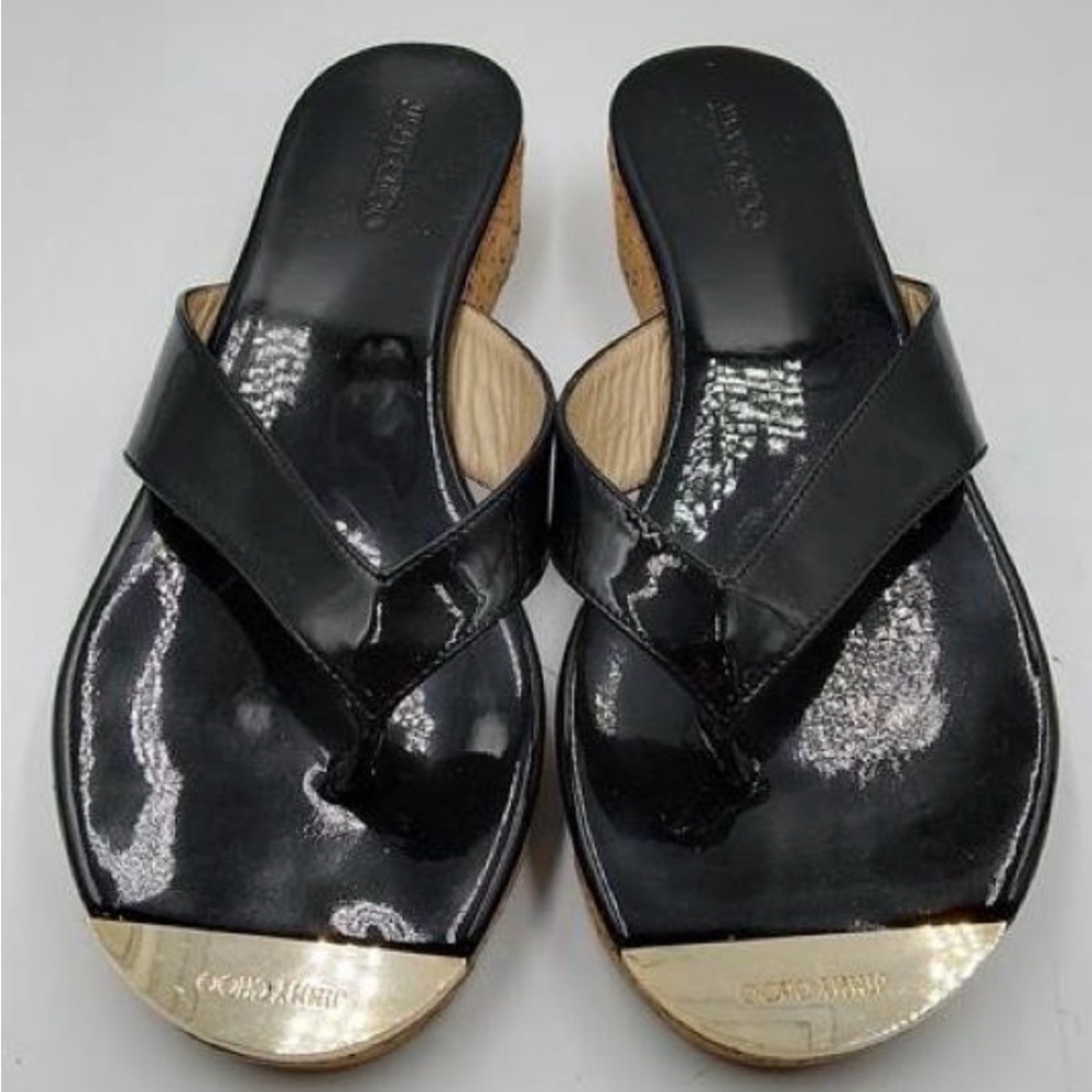Jimmy Choo Glossy Black Sandals